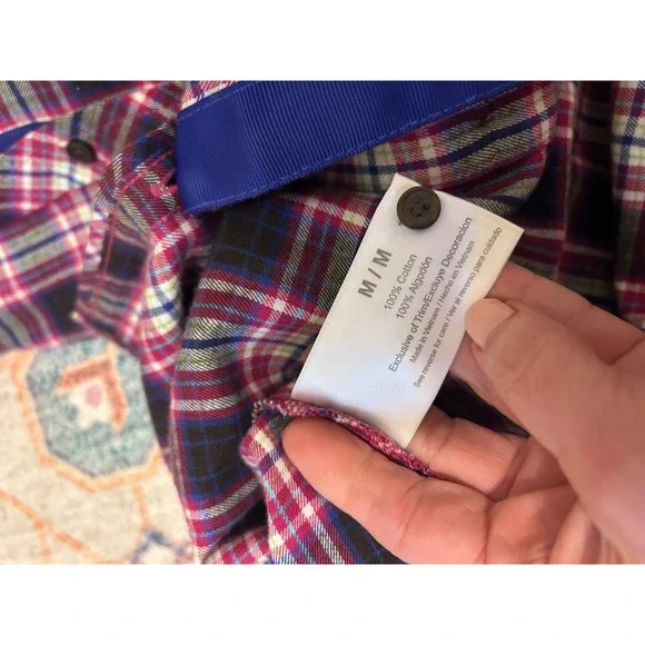 Eddie Bauer Medium Women's flannel‎ Plaid Shirt Button Down Long rodeo pink - Picture 7 of 8